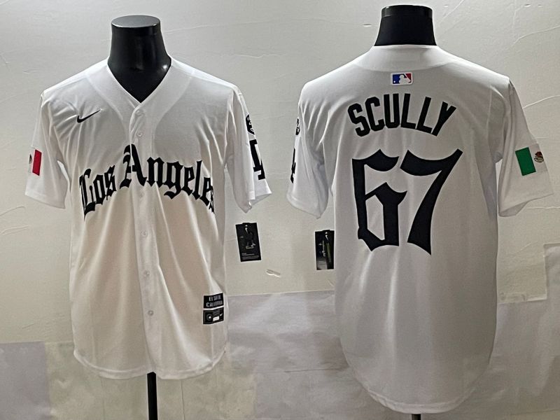 Men 2025 Los Angeles Dodgers #67 Scully White Five generations Joint Name Nike MLB Jersey style 31->los angeles dodgers->MLB Jersey